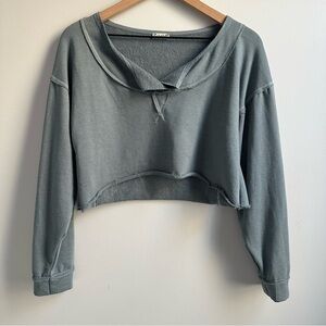 Free People Intimately Slouchy Cropped V-Neck Sweatshirt Top Small